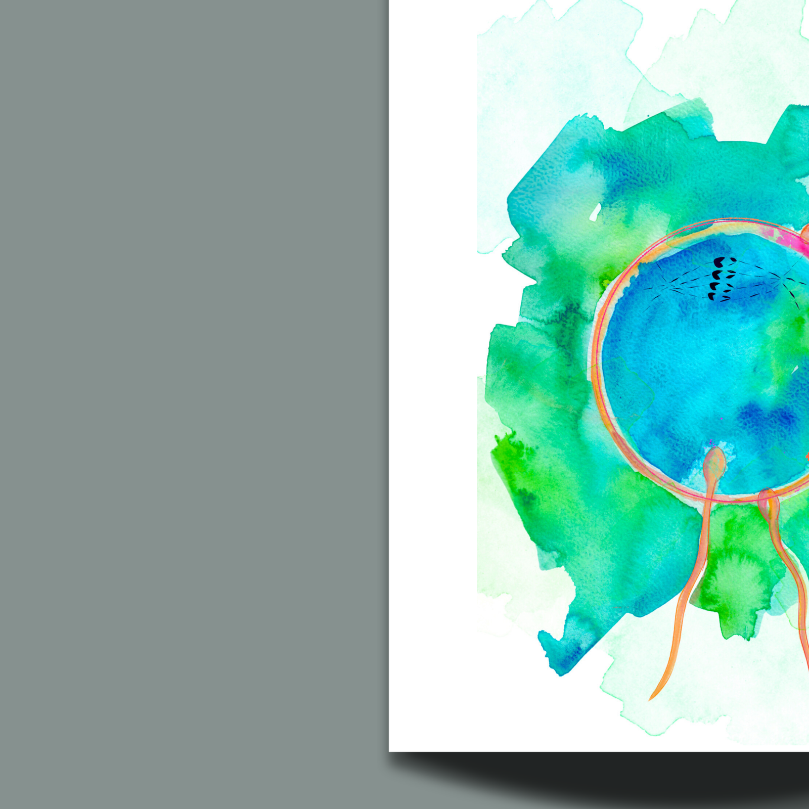 uterus watercolor and flowers artwork