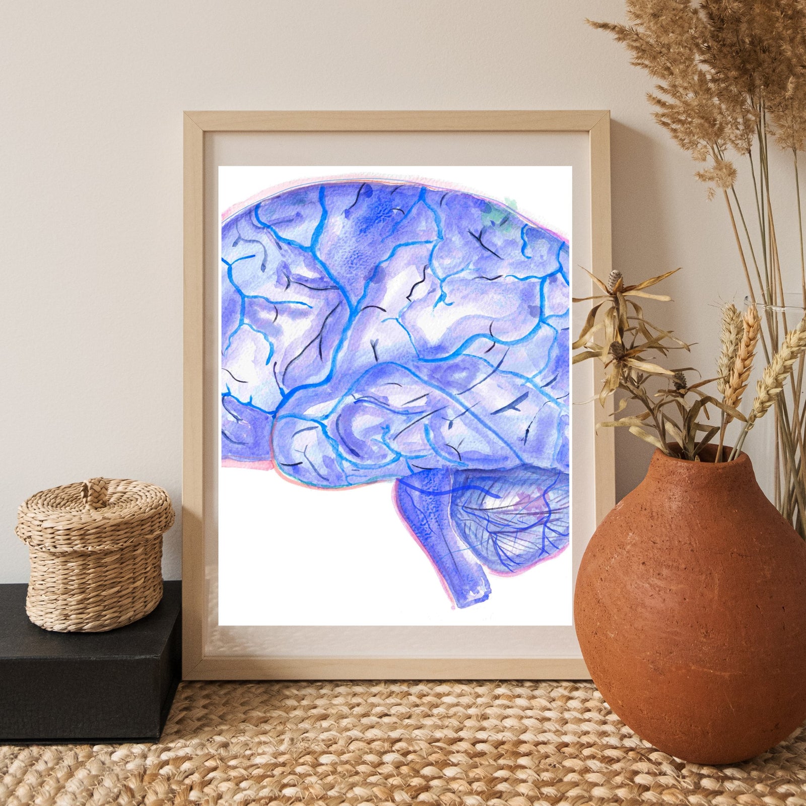 brain watercolor painting neurology art