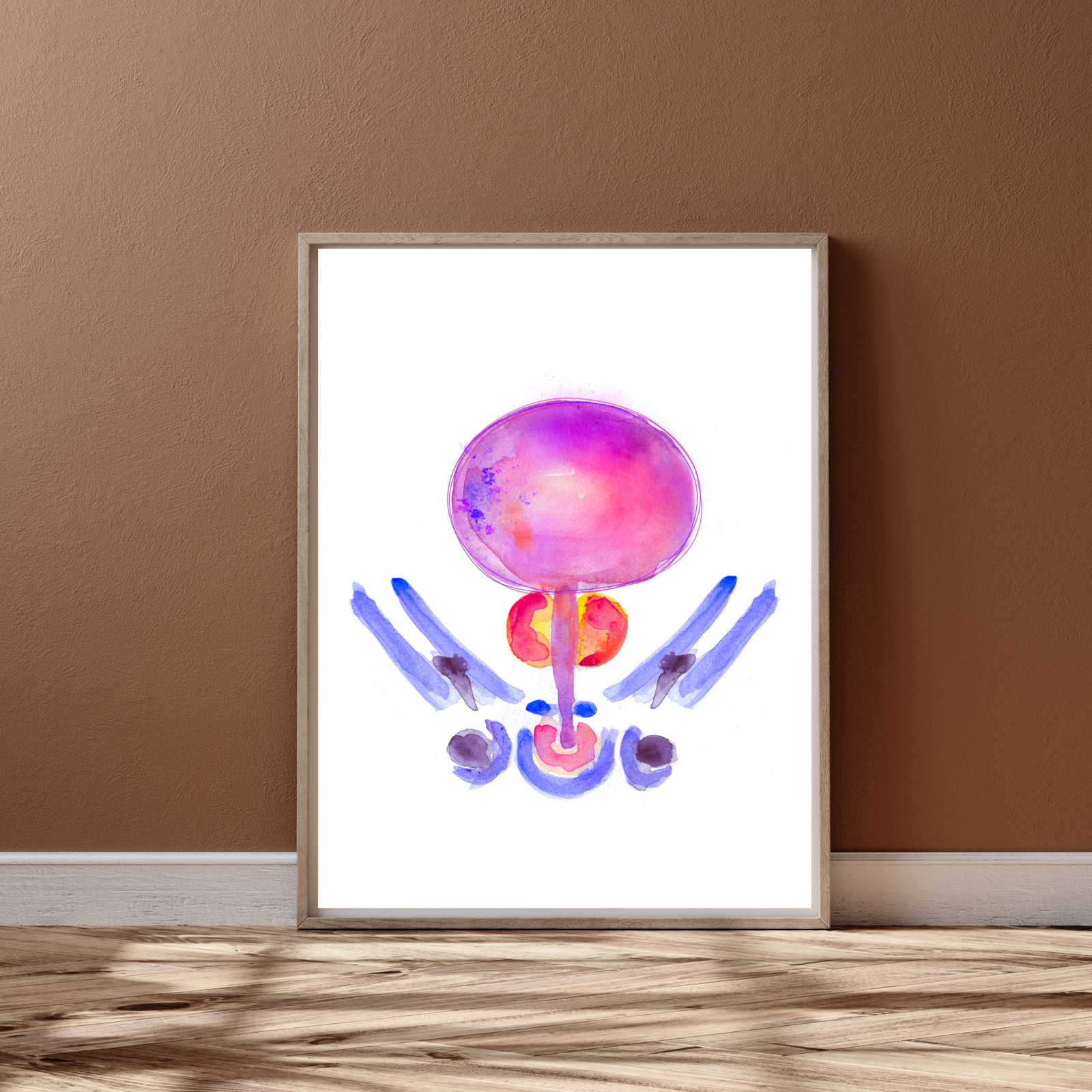 Bladder and Prostate Cross-section Watercolor Art Print
