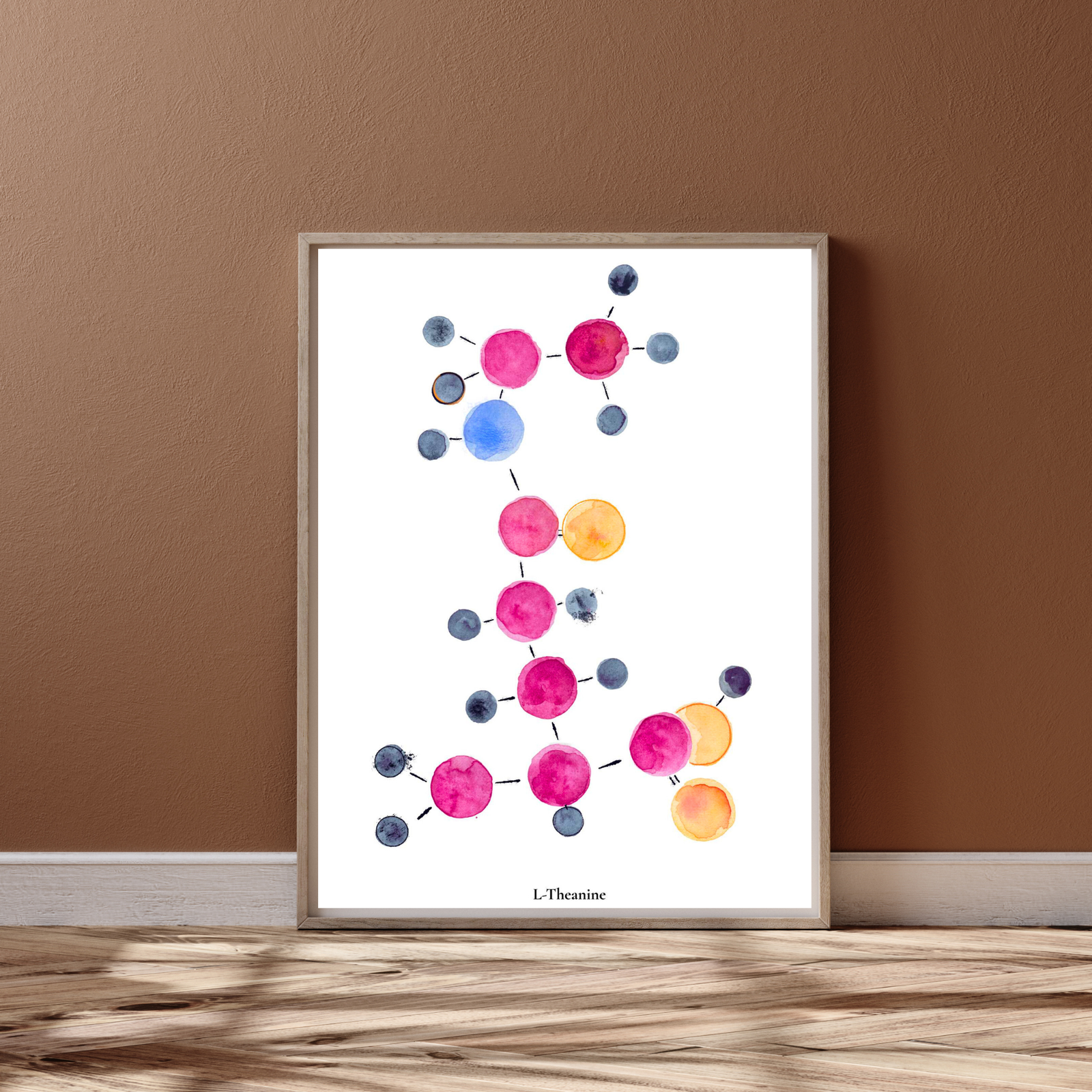 L-theanine Molecule Watercolor Art Print