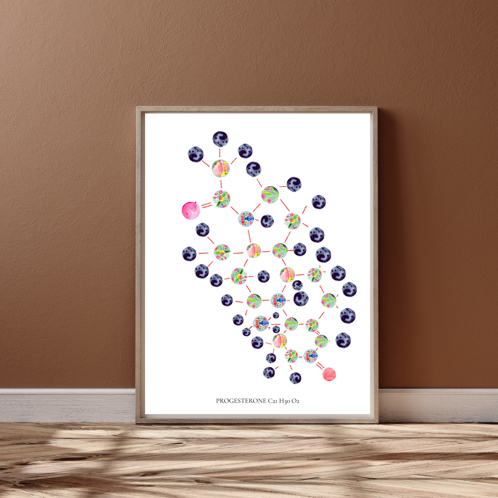 Progesterone Molecule Gynecology Watercolor Painting