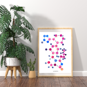 Losartan ACE II Inhibitor Molecule Watercolor Art Print