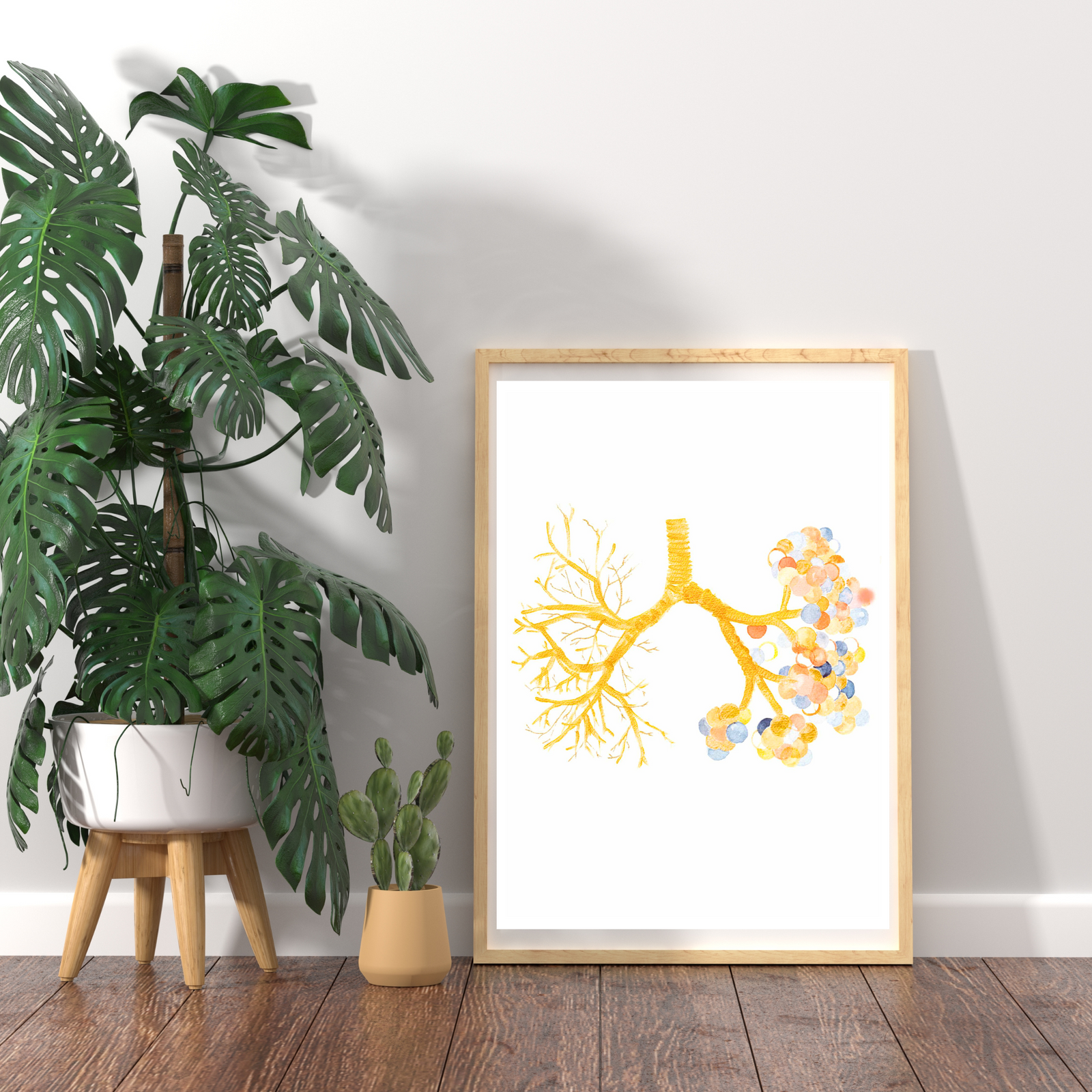 gold lung anatomy painting