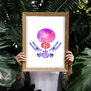 Bladder and Prostate Cross-section Watercolor Art Print
