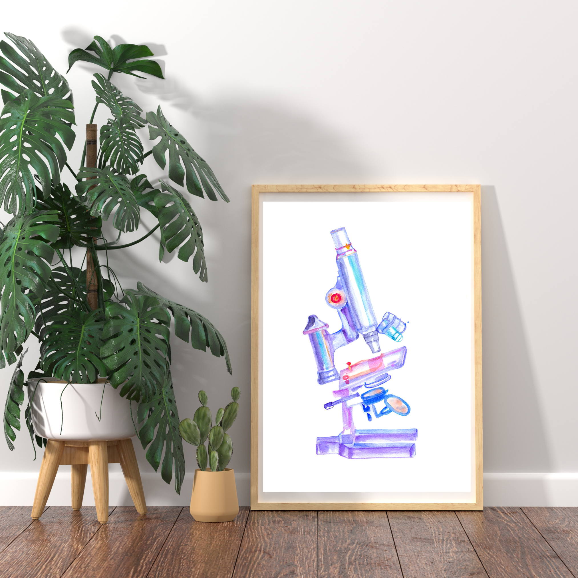 Microscope Watercolor Art Print - medpapers