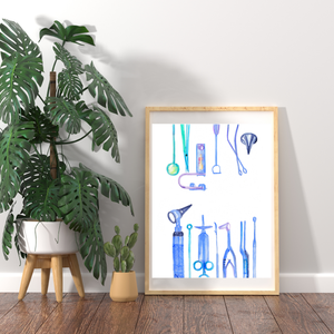 ENT Instruments Watercolor Art Print