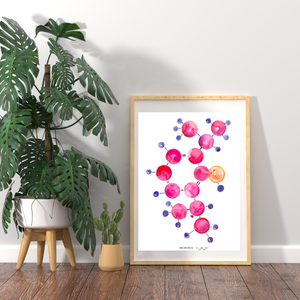 Propofol Molecule Watercolor Art Print