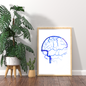 Brain Angiography Venous Phase Watercolor Art