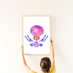 Bladder and Prostate Cross-section Watercolor Art Print
