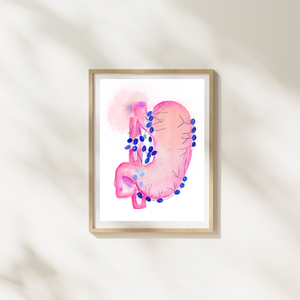Stomach Lymph Nodes Watercolor Art Print