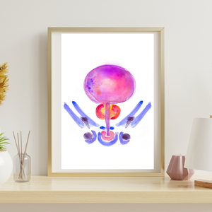 Bladder and Prostate Cross-section Watercolor Art Print