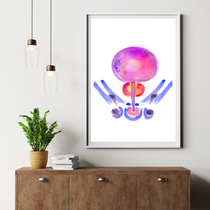 Bladder and Prostate Cross-section Watercolor Art Print