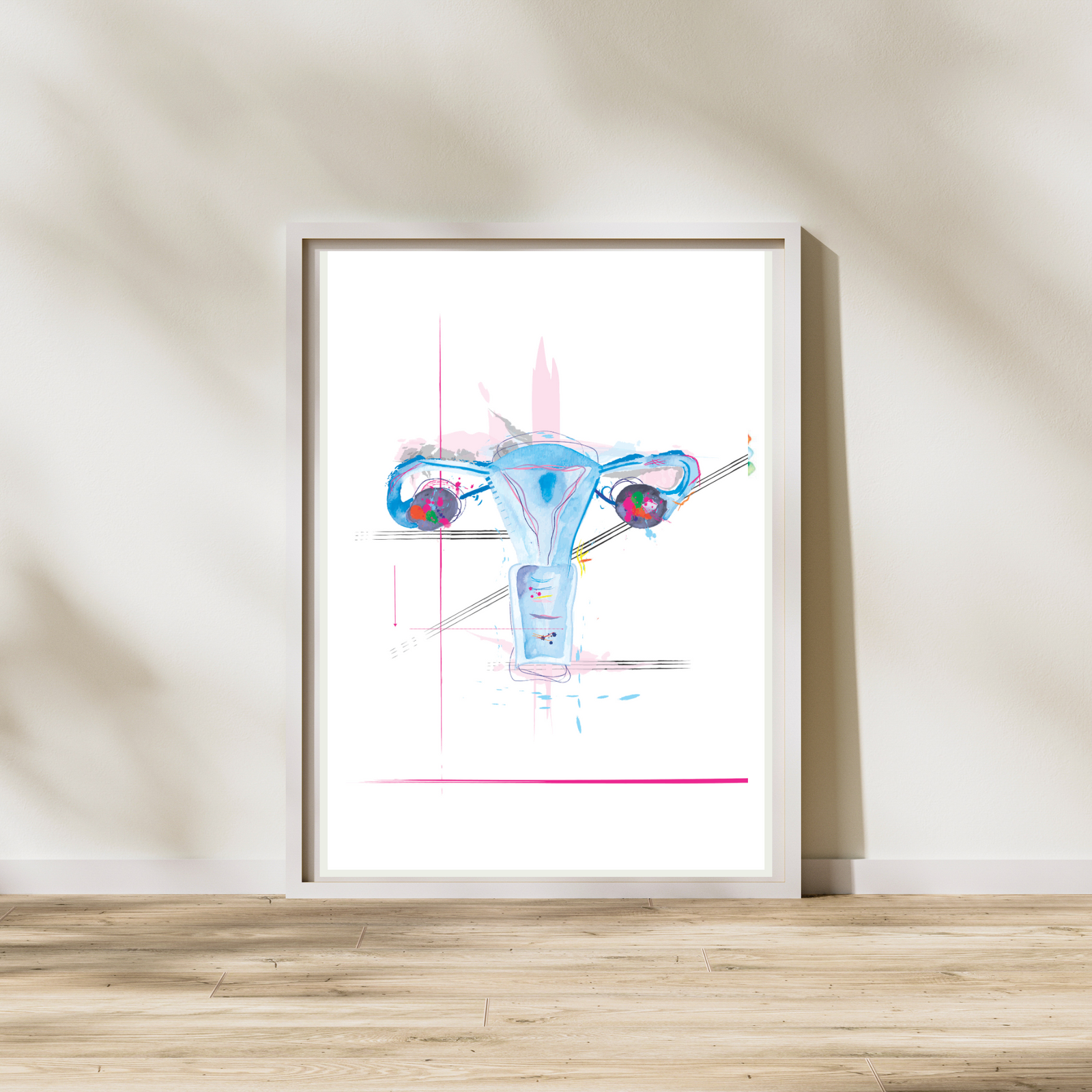 Uterus Anatomy Art Print, Abstract Anatomy Artwork OBGYN Office