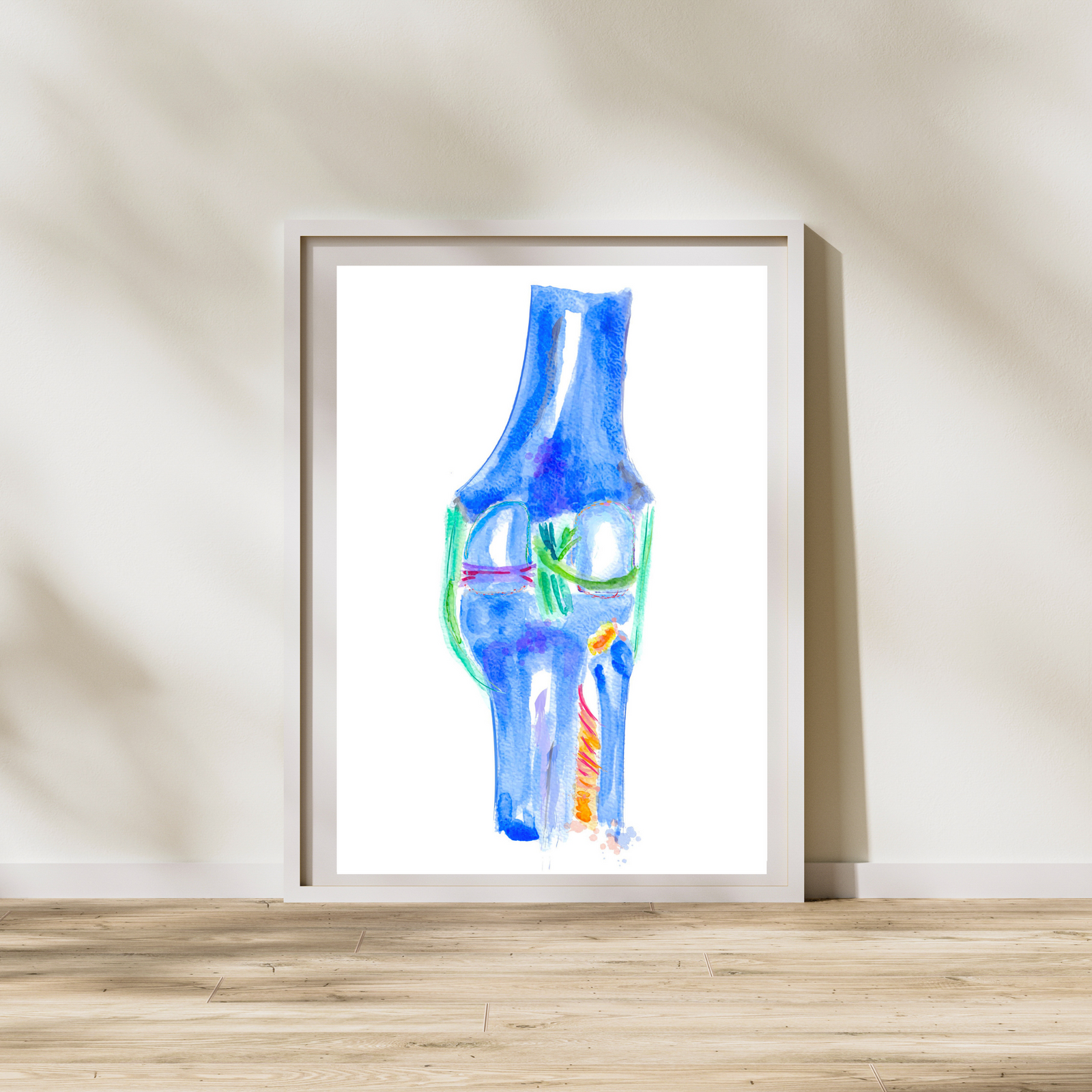 knee anatomy watercolor painting