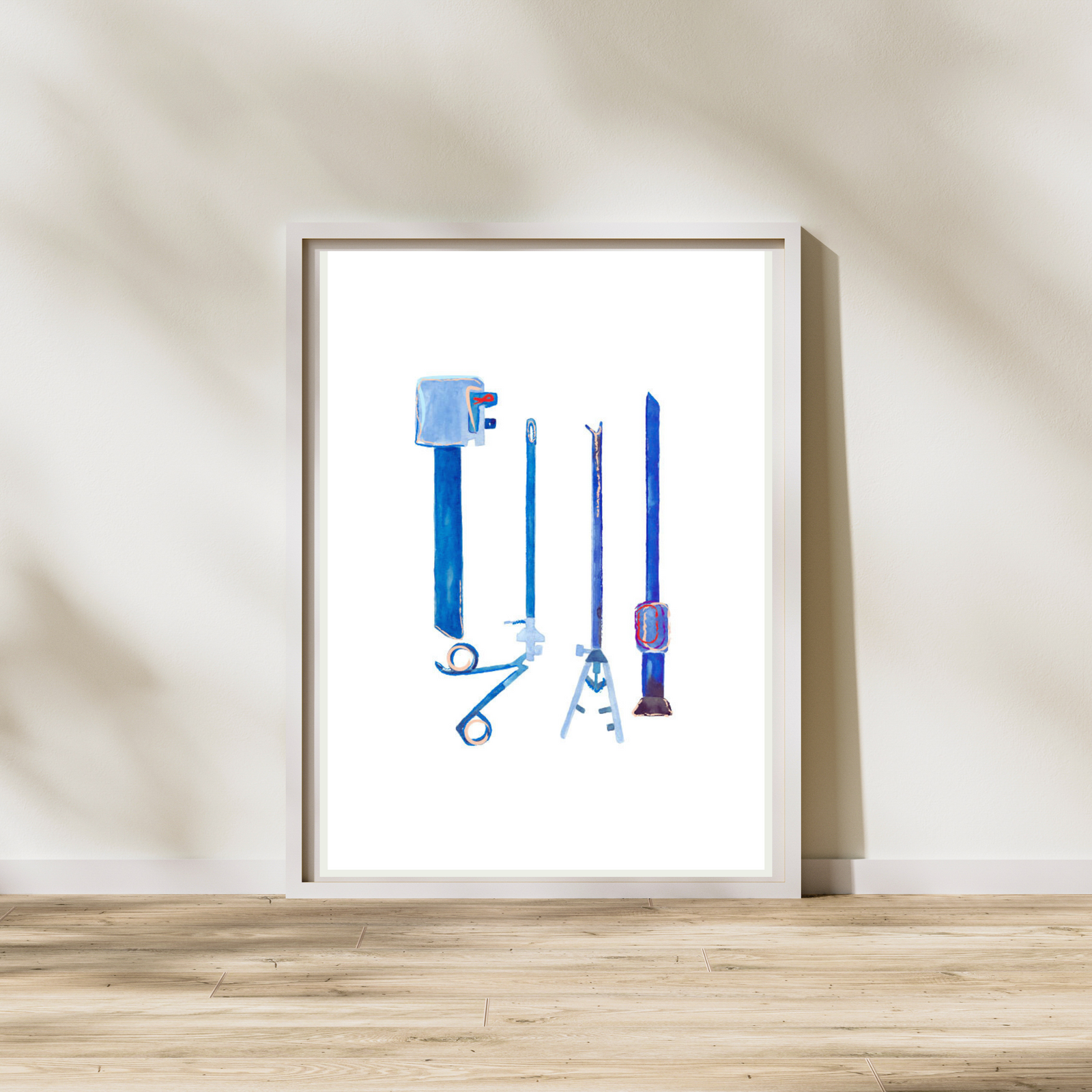 Laparoscopy Instruments Art Print, Surgery Illustration