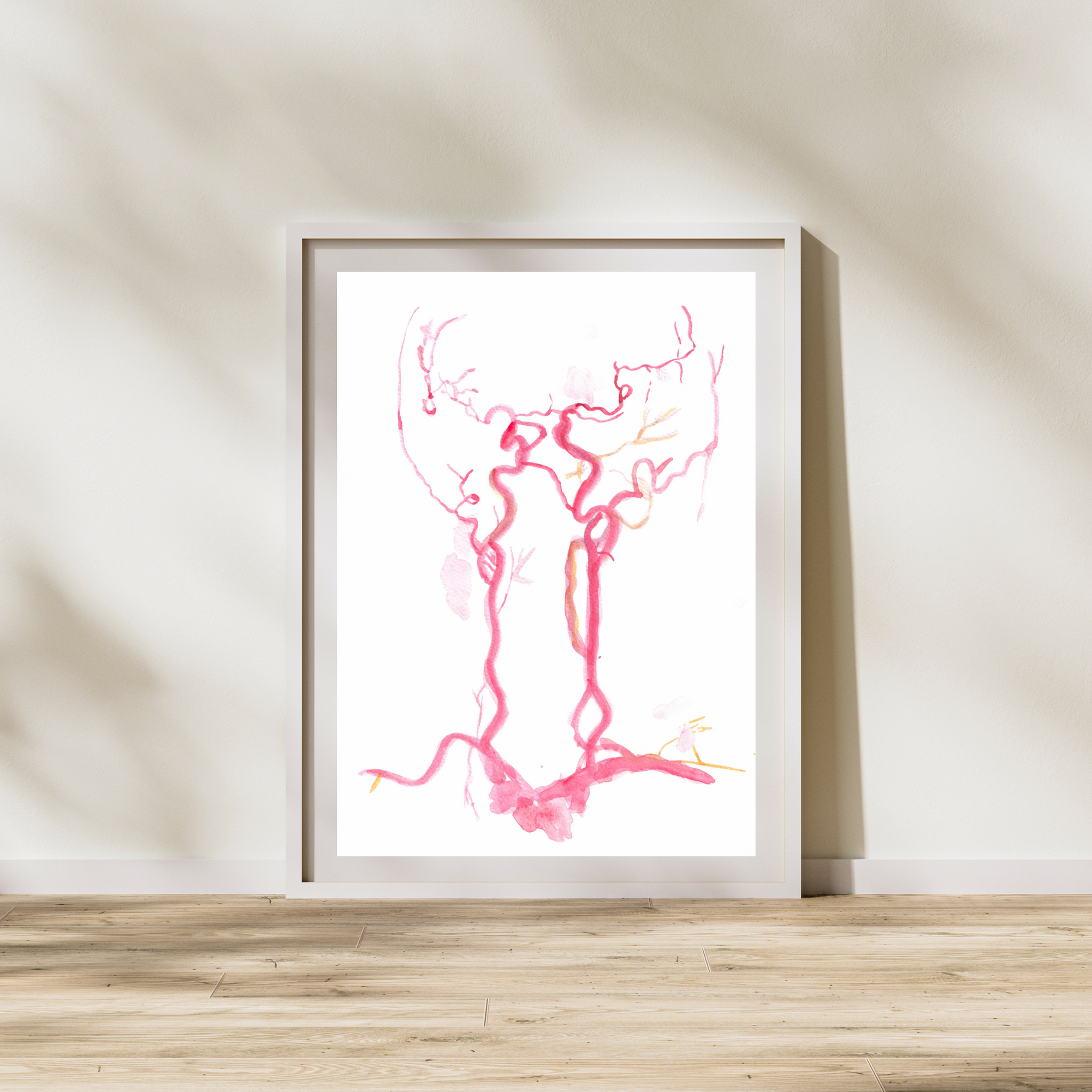 circle of willis watercolor in red illustration