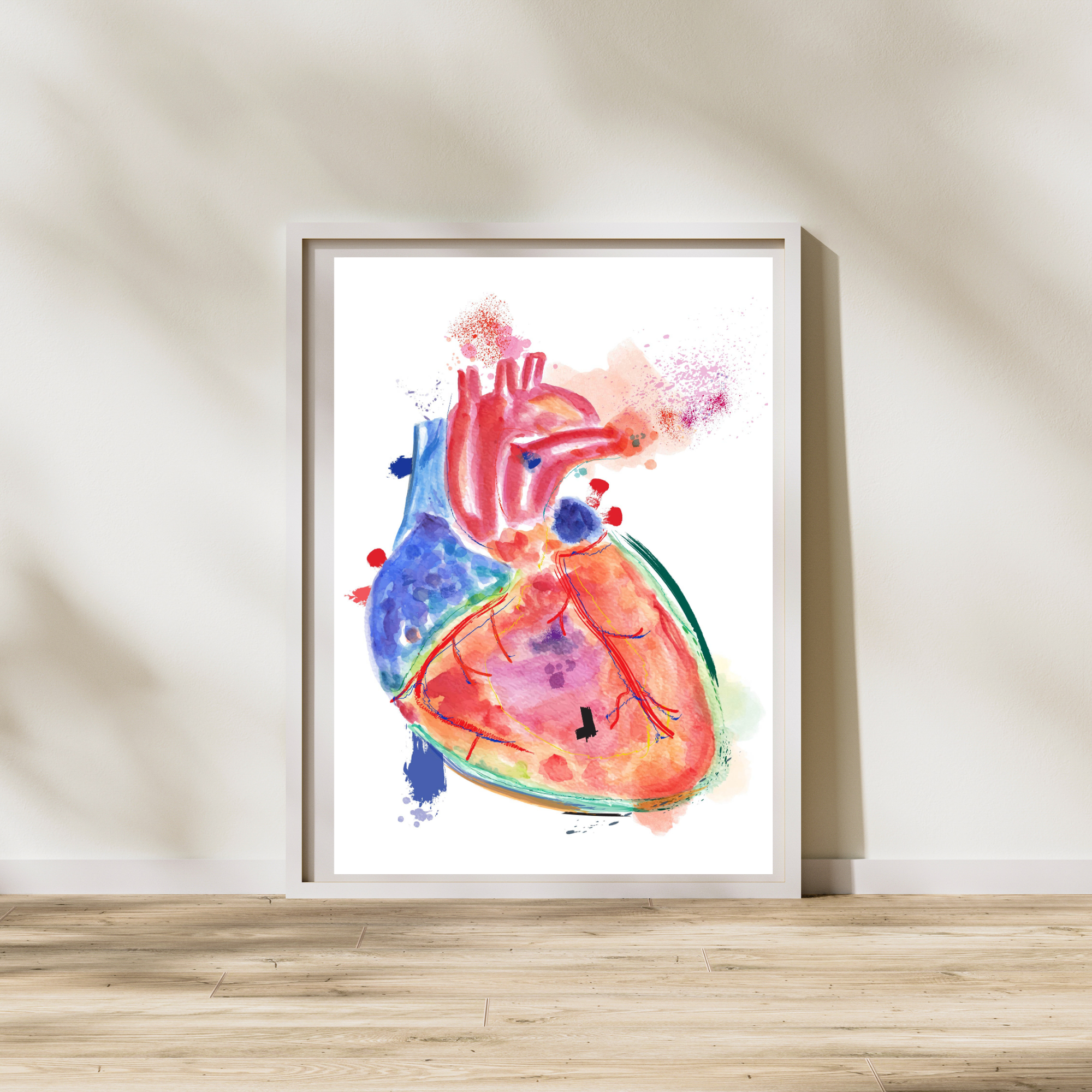 Heart Anatomy Abstract Watercolor Art Print