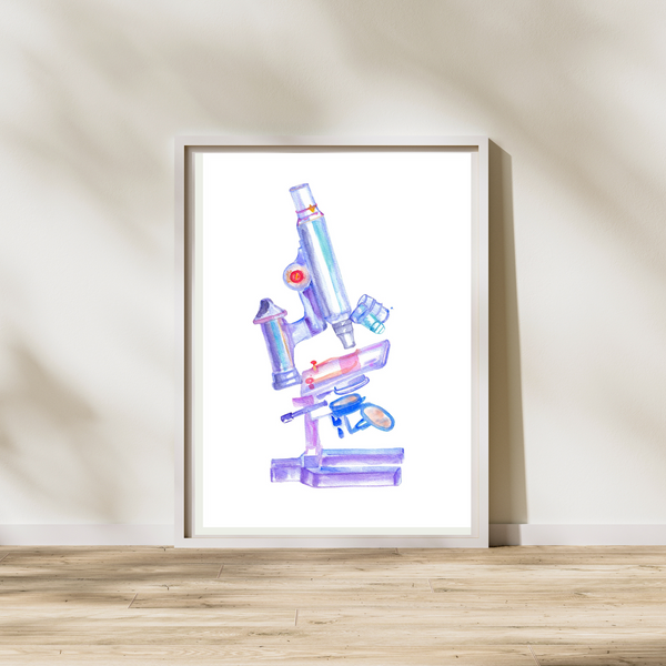 Microscope Watercolor Art Print - medpapers