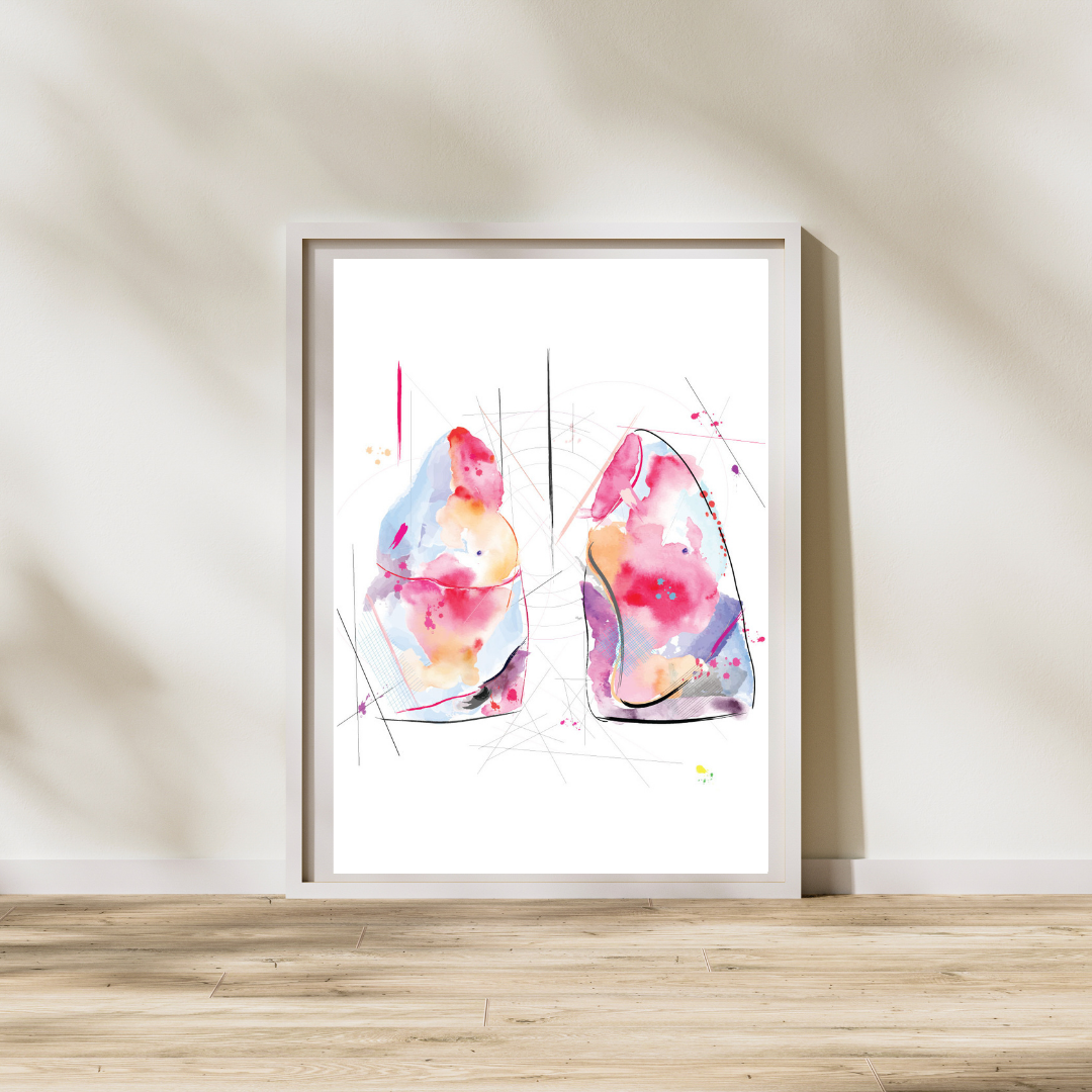 Lung Anatomy Print, Respiratory Therapy Office Art, Modern Medical Office Wall Art