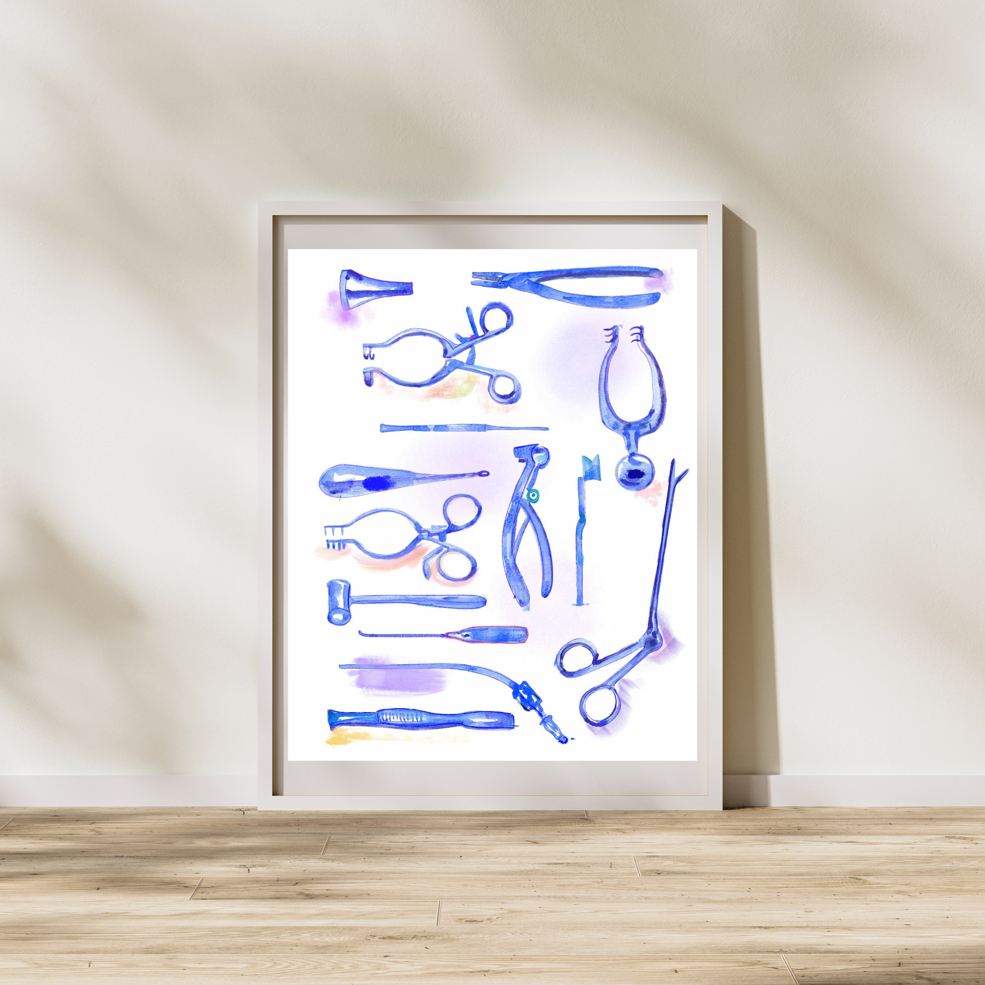 ENT Instruments Watercolor Illustration Art Print