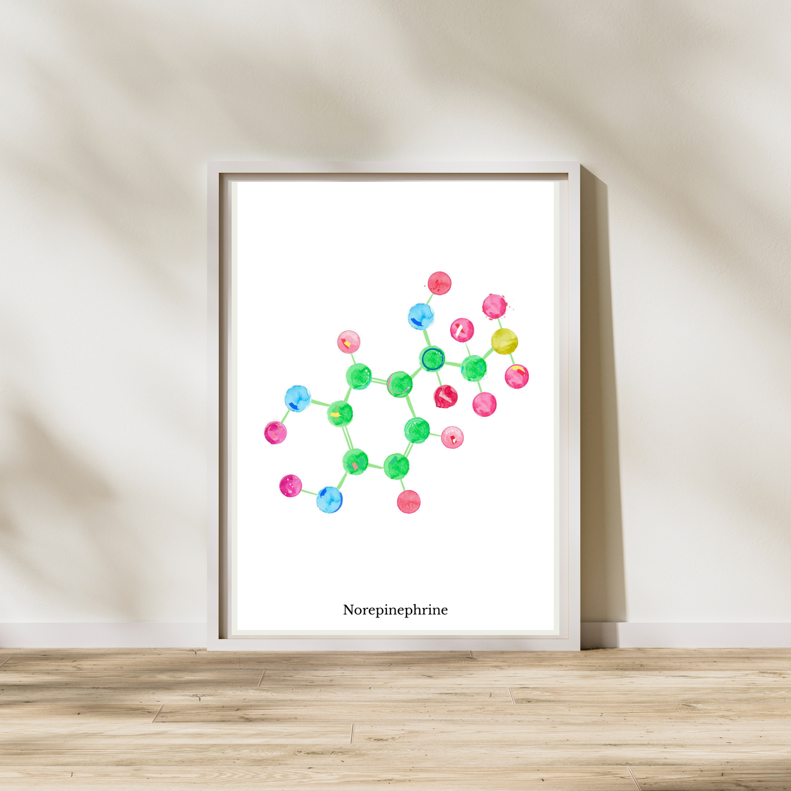 Norepinephrine Molecule Art, Biochemistry Print