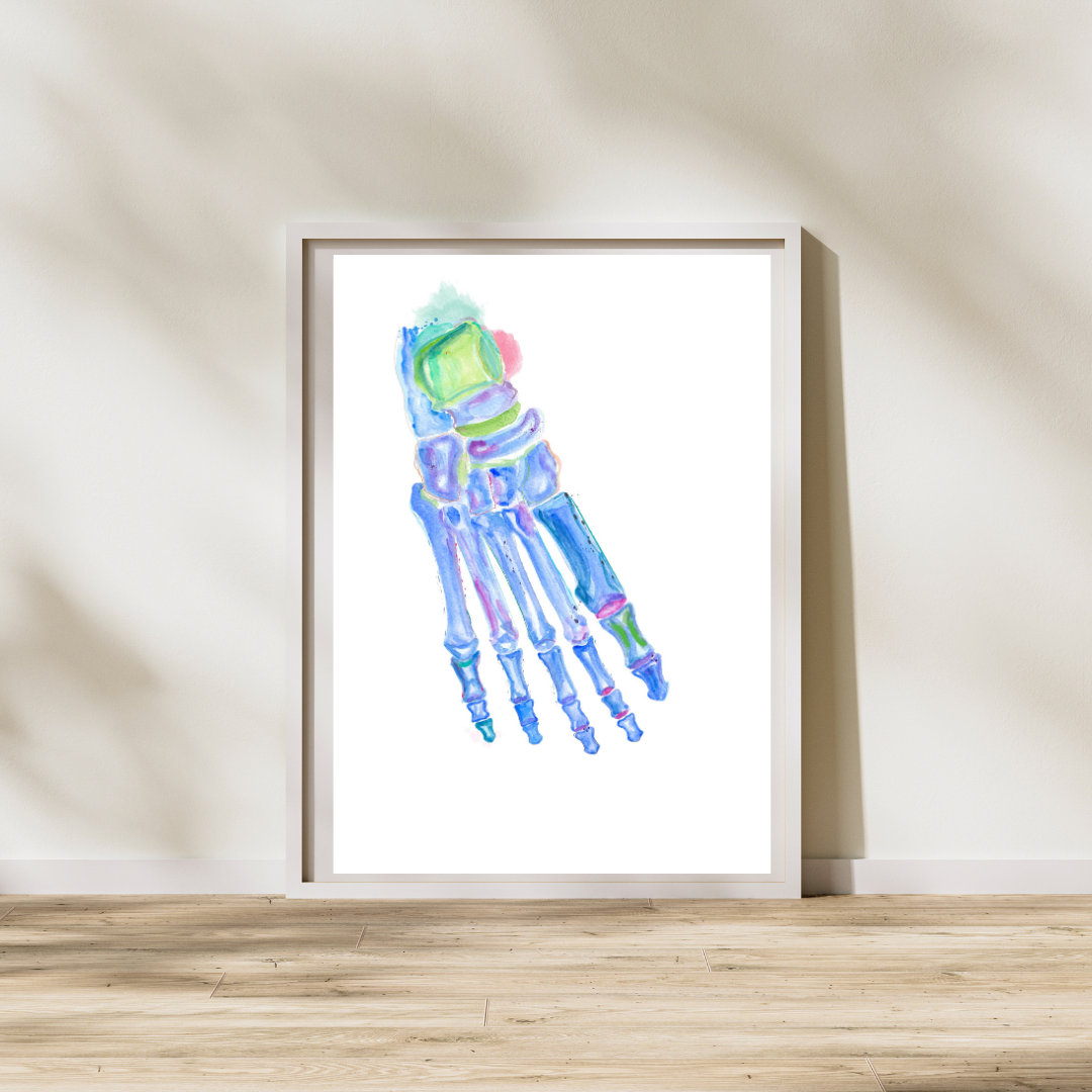 foot anatomy watercolor art print