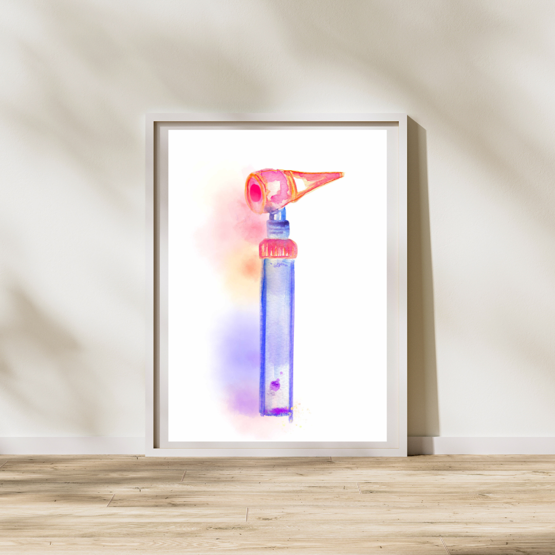 otoscope watercolor illustration
