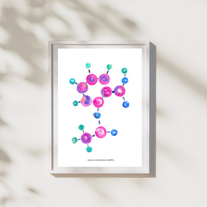 Aspirin Molecule Chemistry Watercolor Illustration