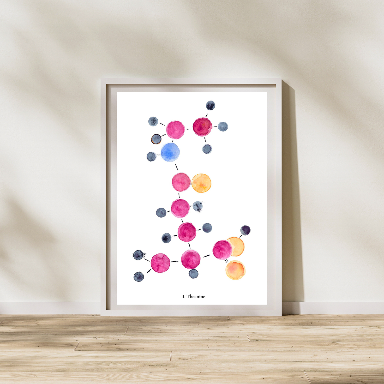 L-theanine Molecule Watercolor Art Print