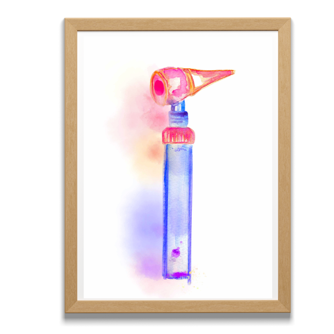 otoscope watercolor illustration
