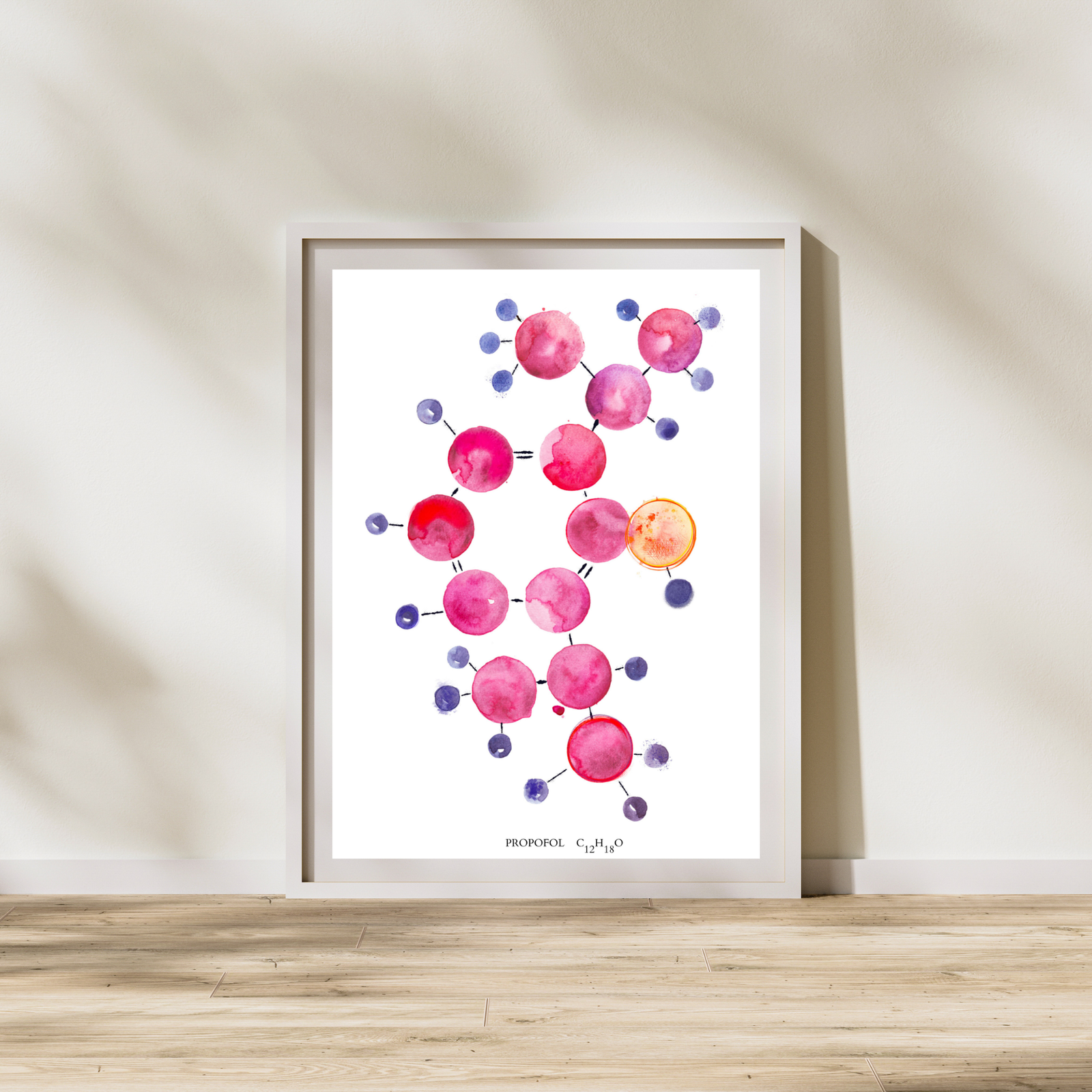 Propofol Molecule Watercolor Art Print