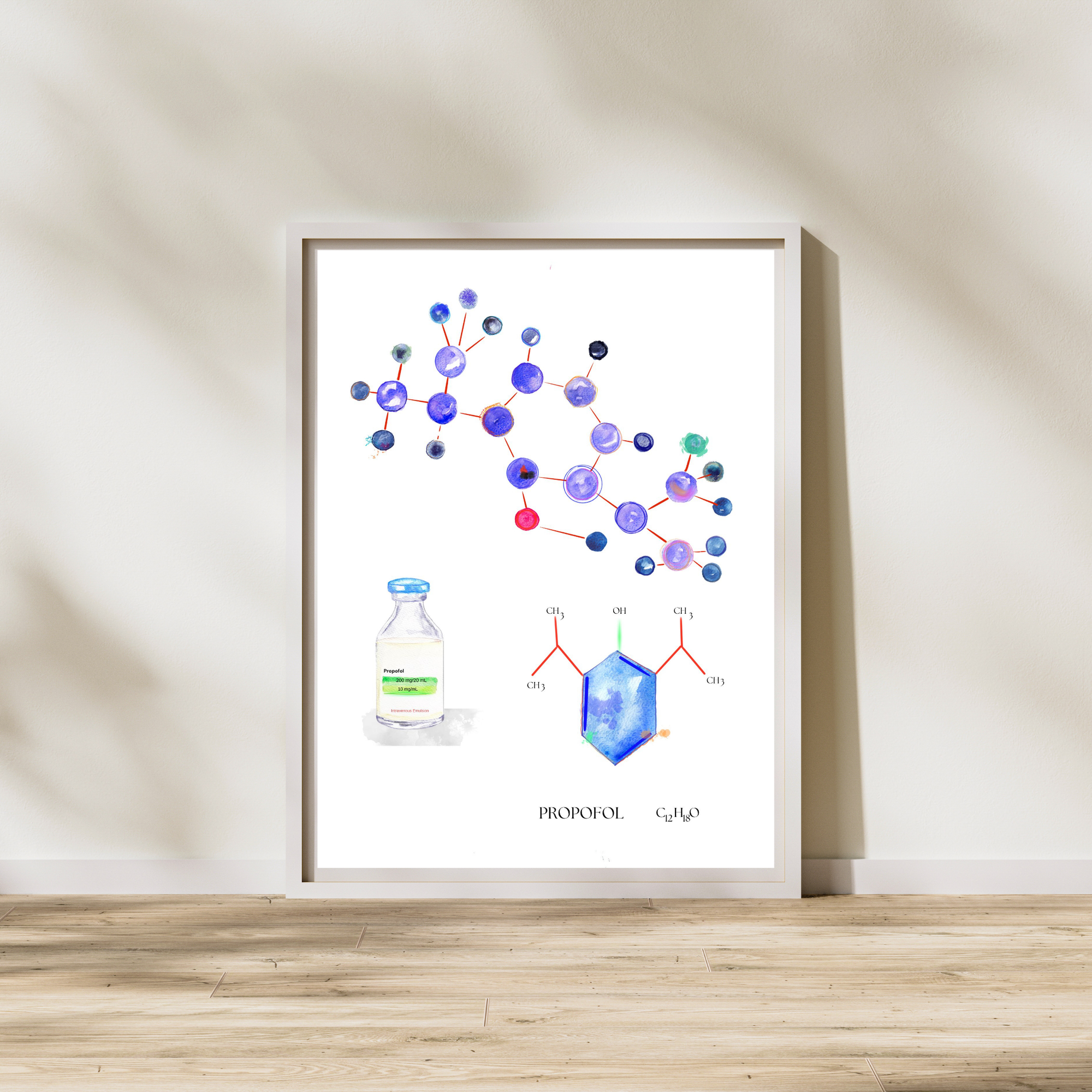 Propofol Molecule Anesthesia Art Print