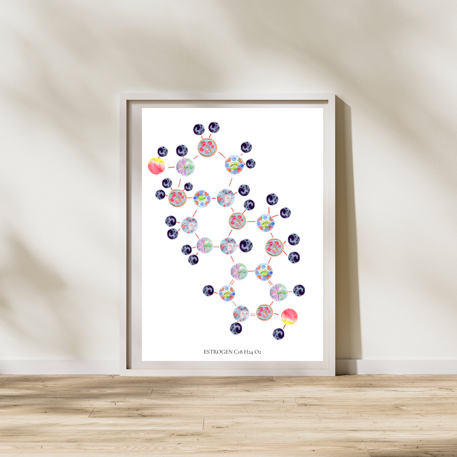 Estrogen Molecule Gynecology Watercolor Painting