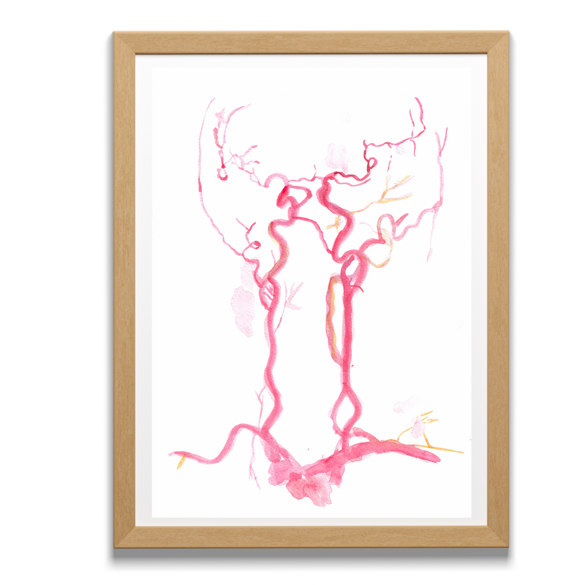 circle of willis watercolor in red illustration