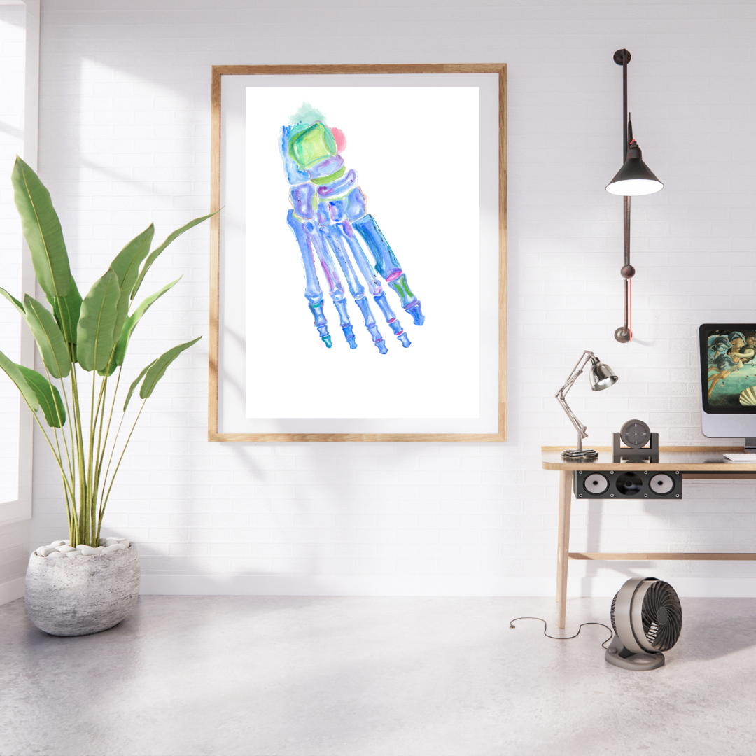 foot anatomy watercolor art print
