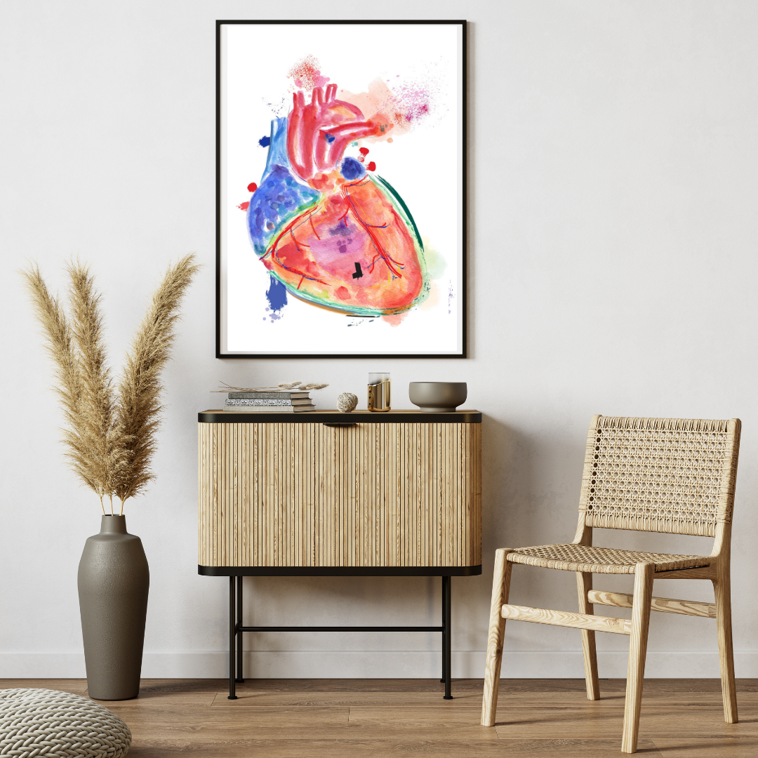 Heart Anatomy Abstract Watercolor Art Print - medpapers