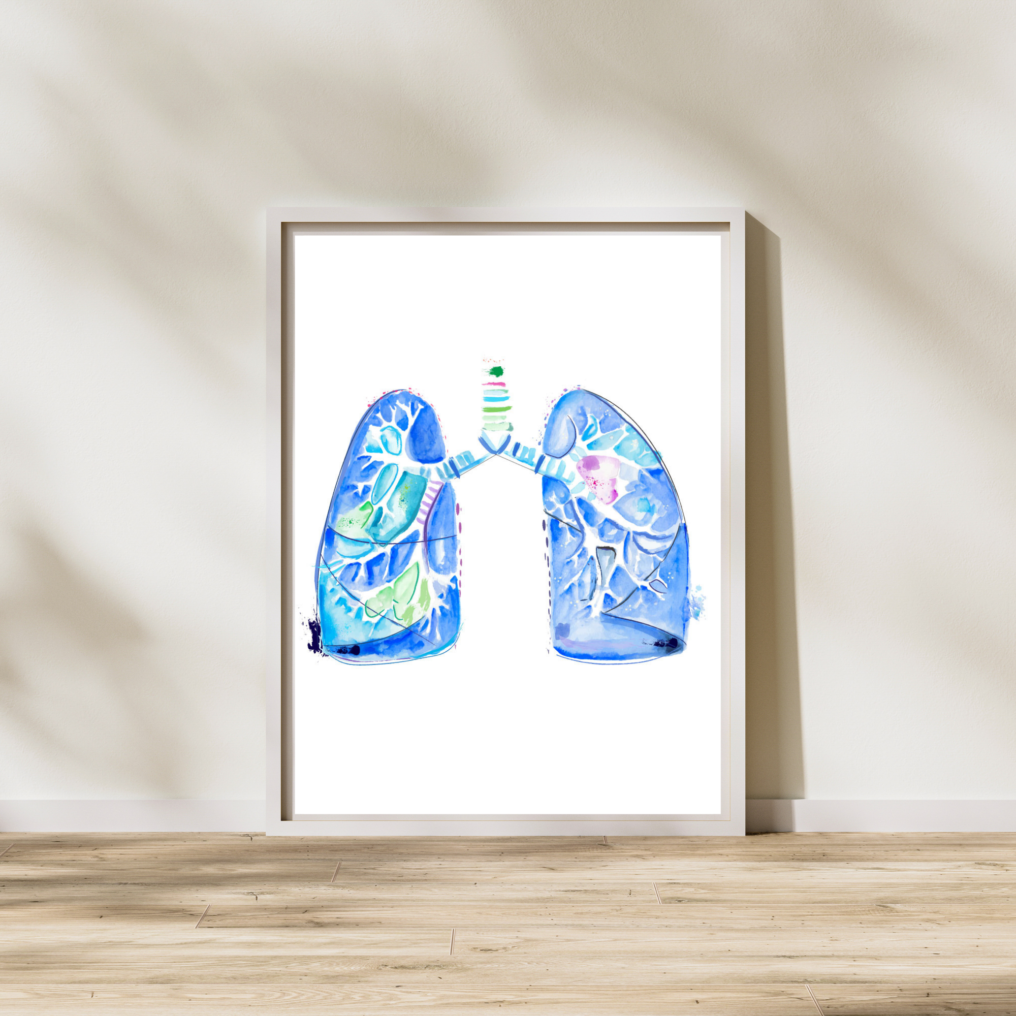 Anatomical Lung Watercolor Art Print