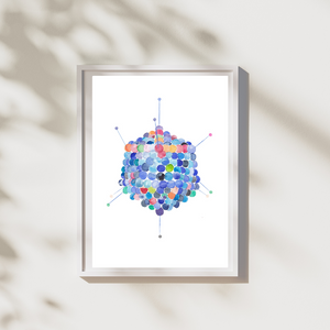 Adenovirus Structure Watercolor Art Print, Microbiology Art Print, Virologist Gift