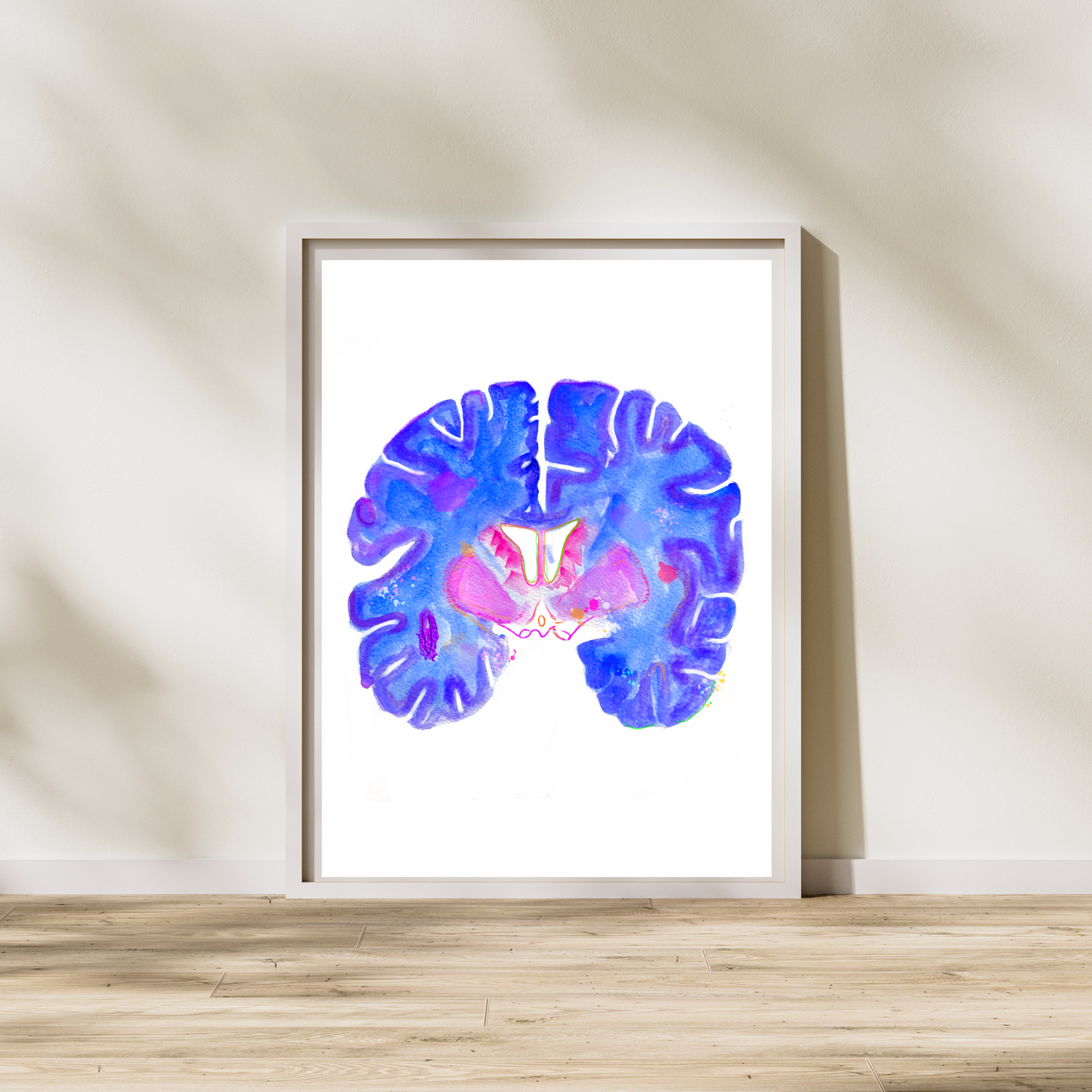 Brain Coronal Section Watercolor Art Print