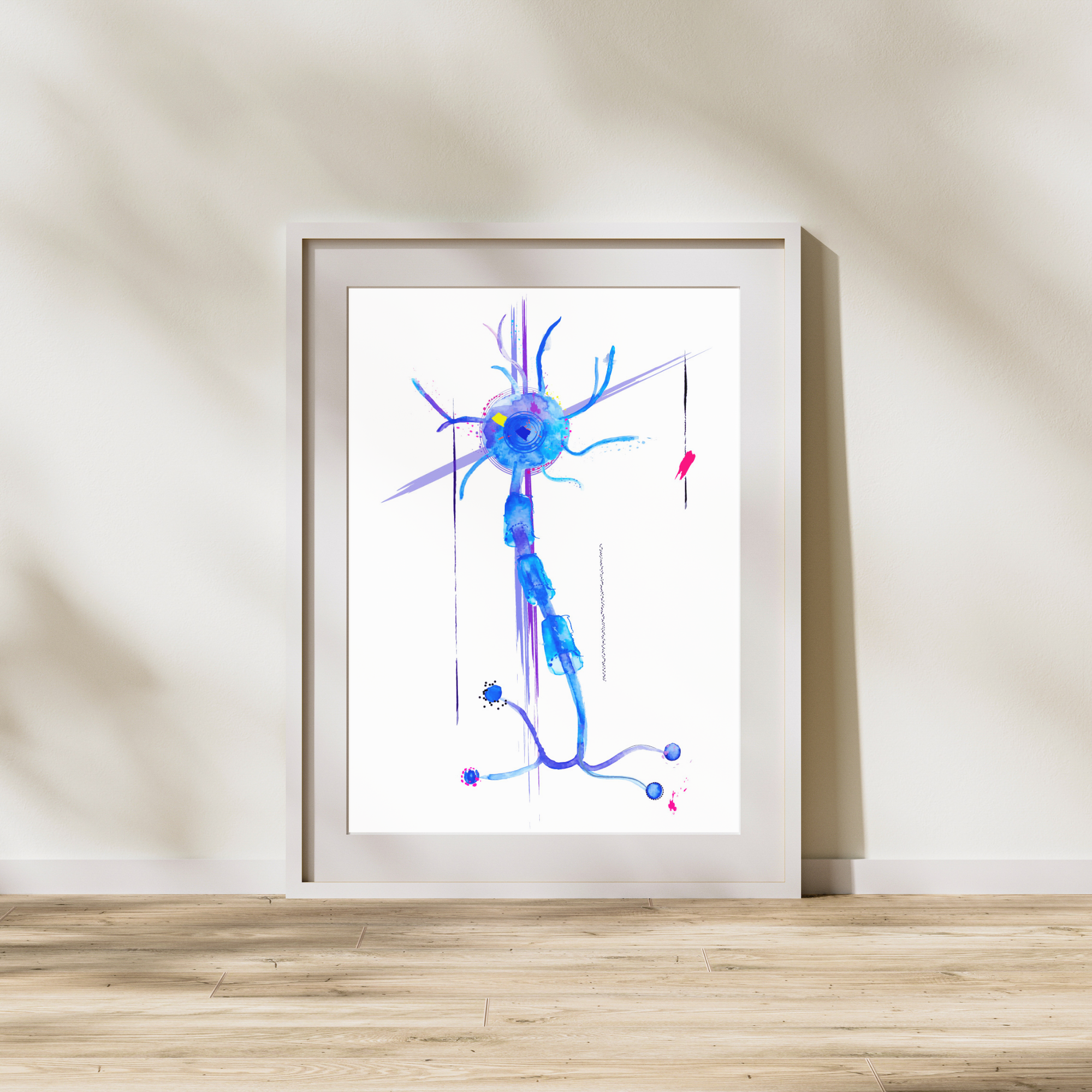 neuron abstract watercolor art print