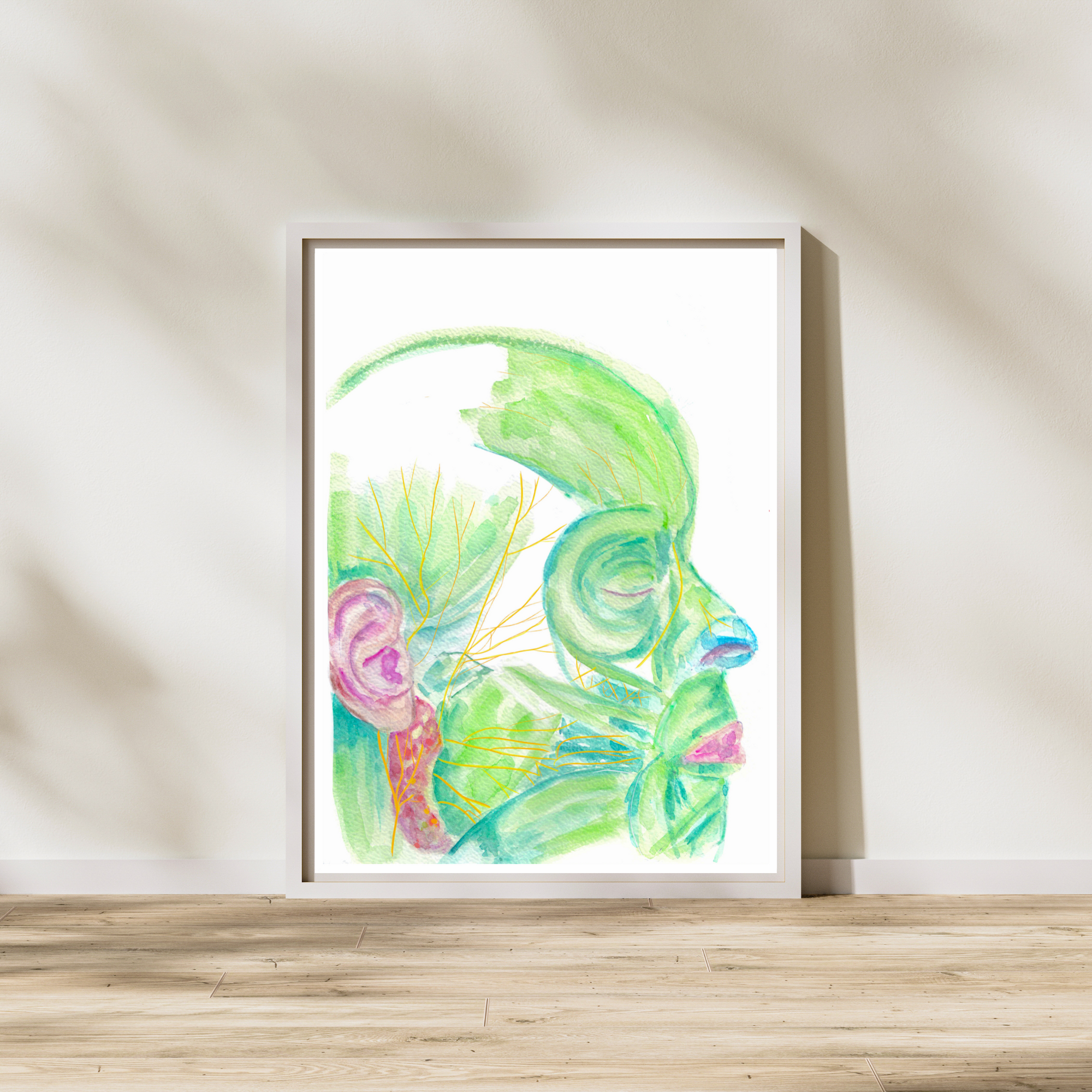 face muscle watercolor print