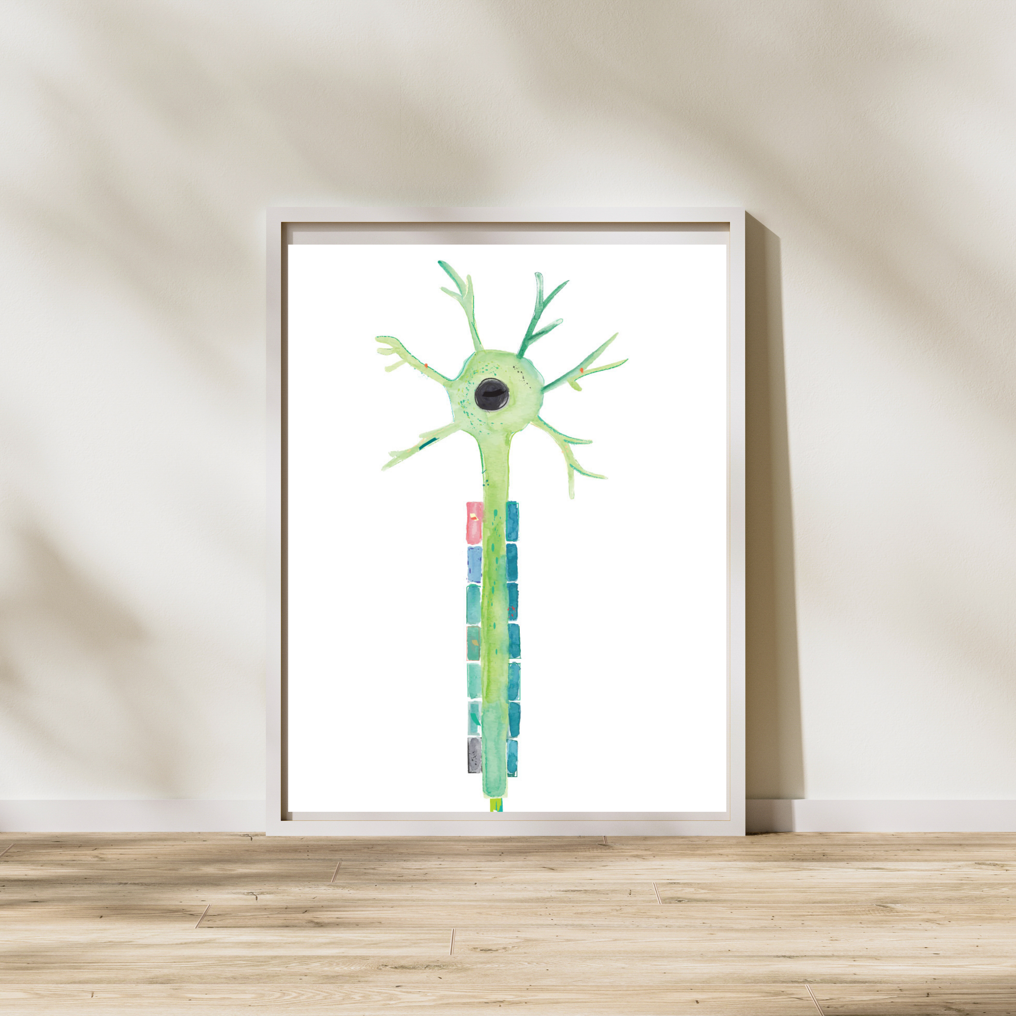 neuron watercolor minimalistic art
