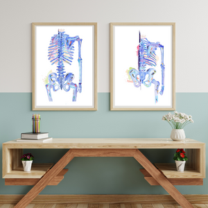 Human Skeleton Anatomy Art, Abstract Anatomy Artwork, Chiropractic Physical Therapy Office Art Decor, Physiotherapist Gift, Chiropractor