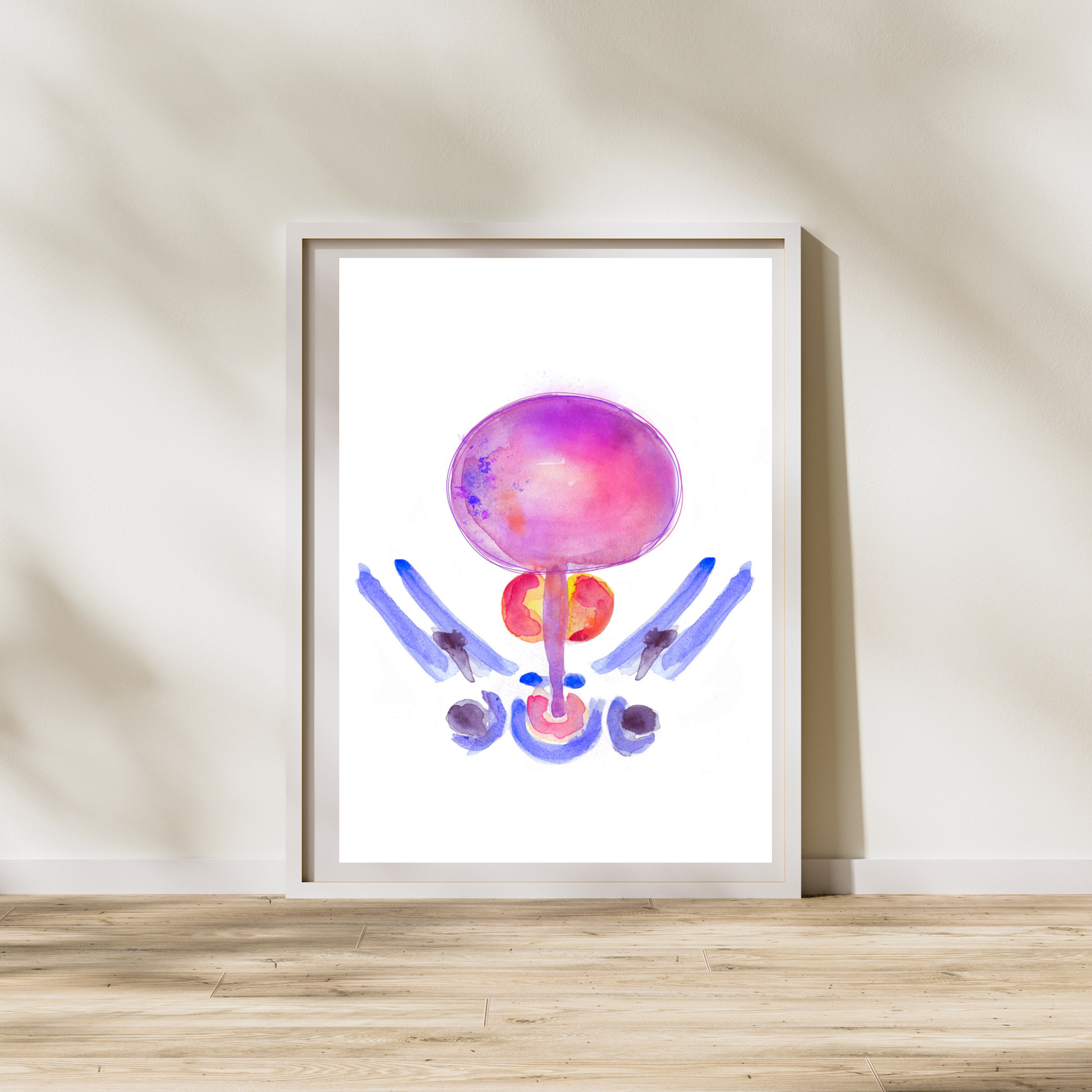 Bladder and Prostate Cross-section Watercolor Art Print