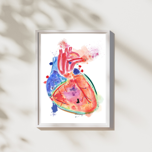 Heart Anatomy Abstract Watercolor Art Print