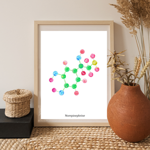 Norepinephrine Molecule Art, Biochemistry Print