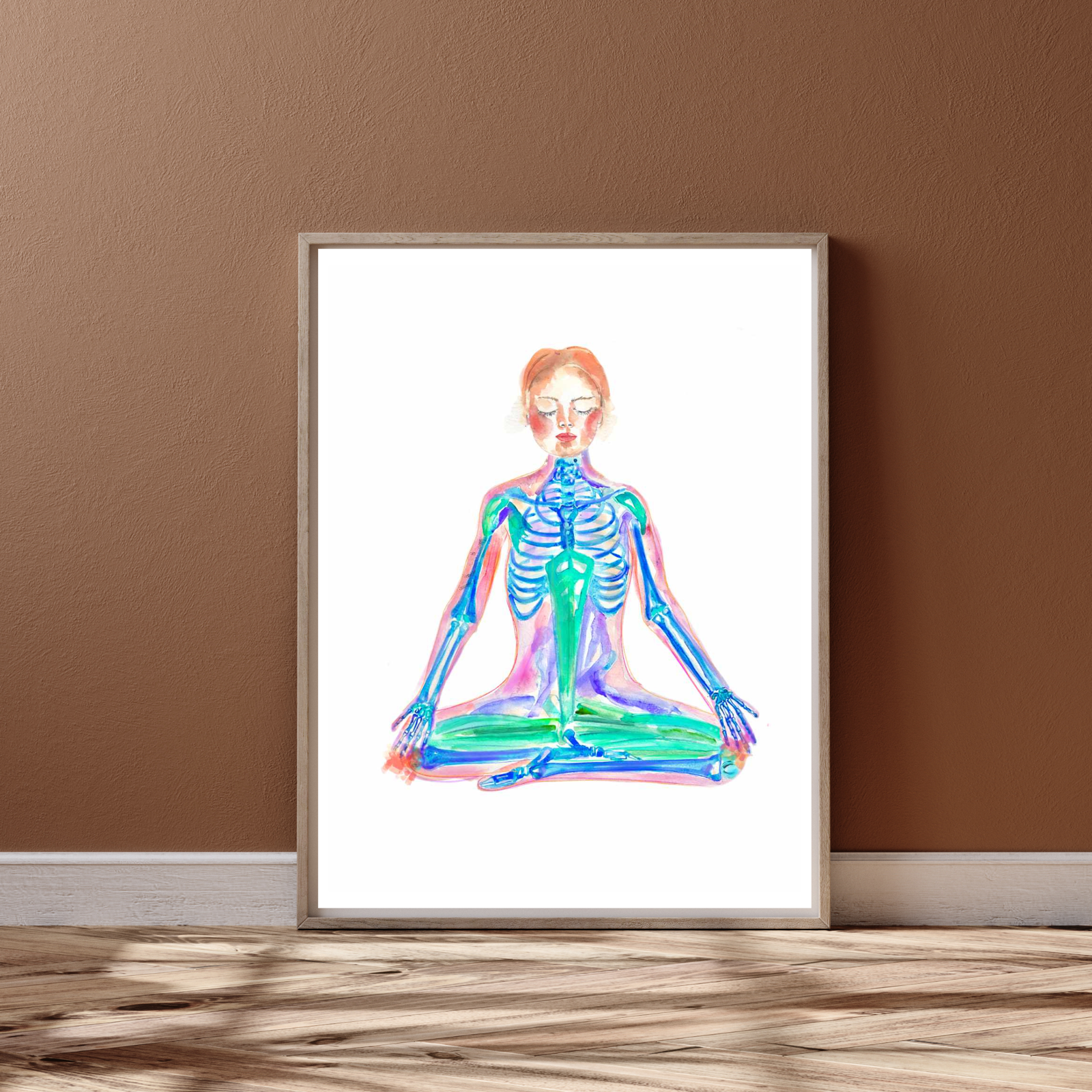 Yoga - Siddhasana Watercolor Art,  Yoga Studio Wall Decor