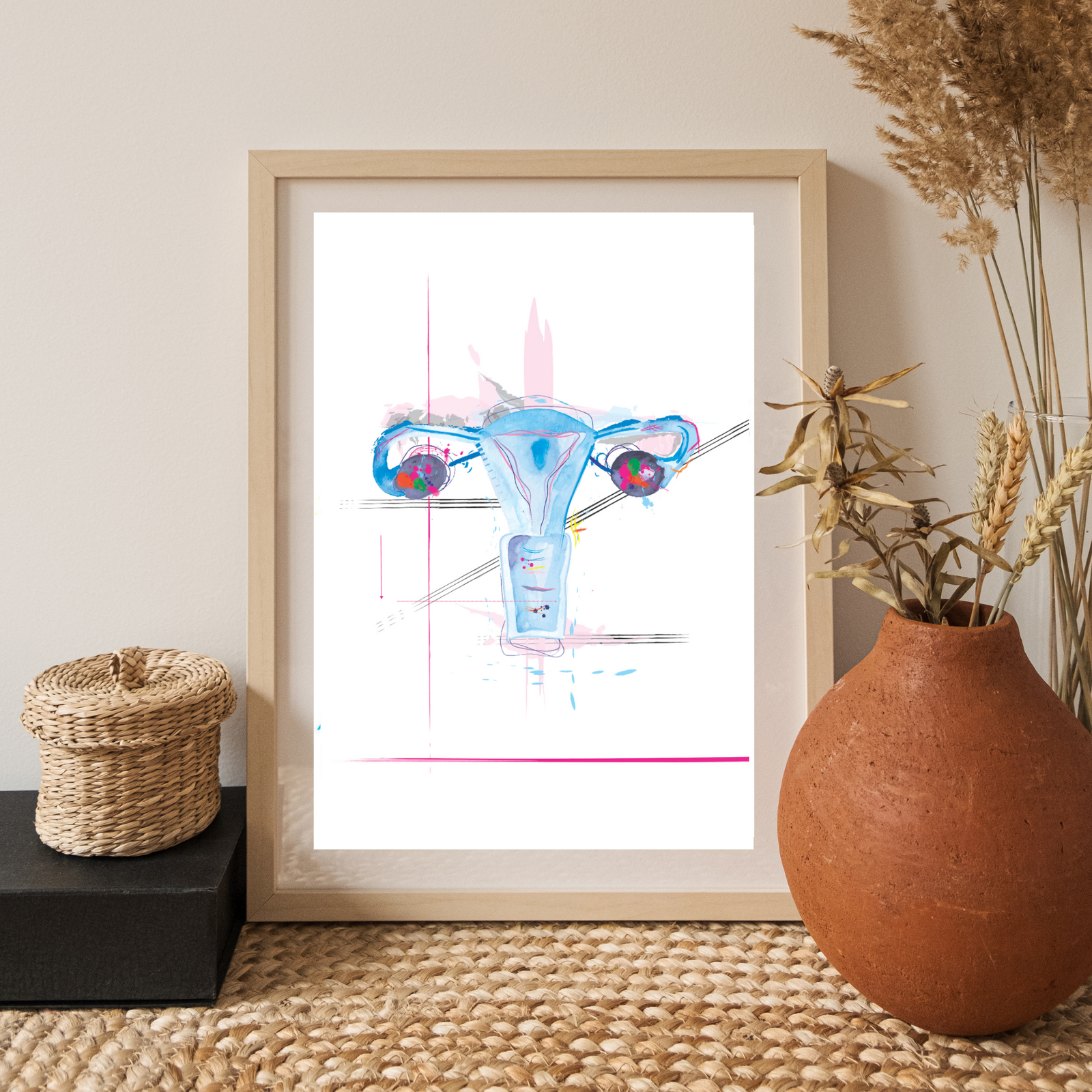 Uterus Anatomy Art Print, Abstract Anatomy Artwork OBGYN Office