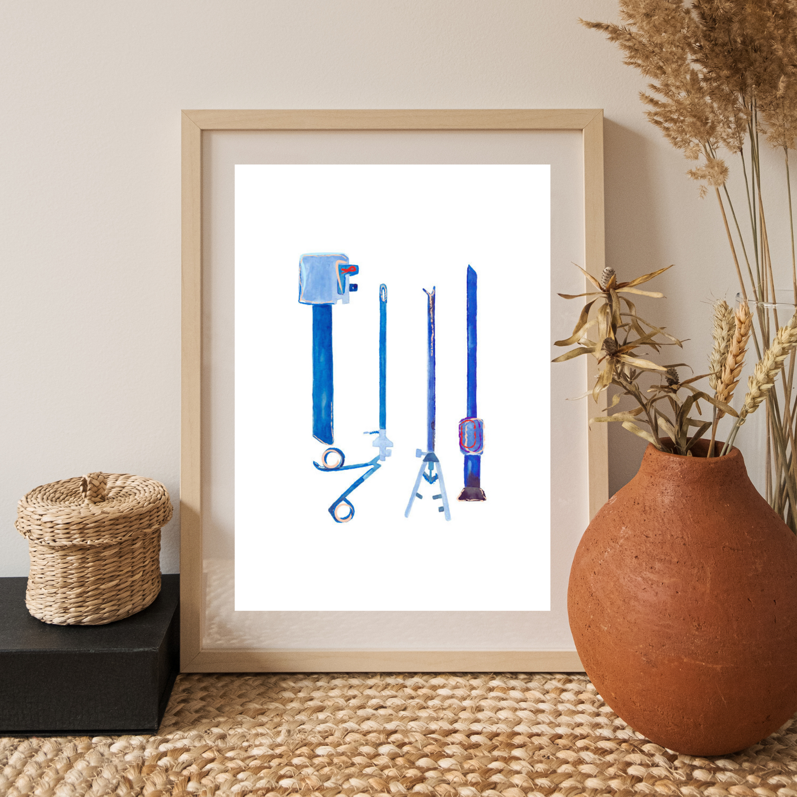 Laparoscopy Instruments Art Print, Surgery Illustration