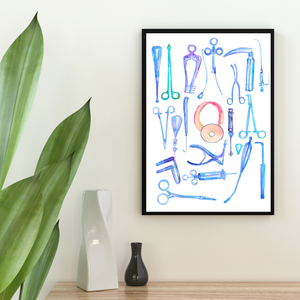 ENT Instruments Watercolor Illustration Art Print